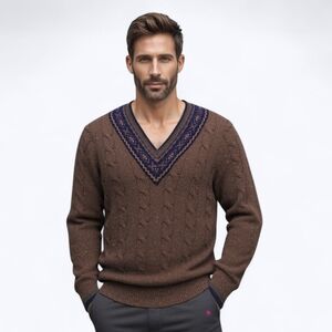 Vintage Heritage Shetland Wool Cable Knit Sweater – Fair Isle Grandpacore - M